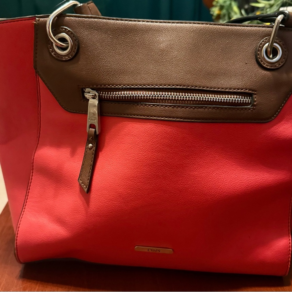 Chaps Burnt Orange and Brown Tote Bag